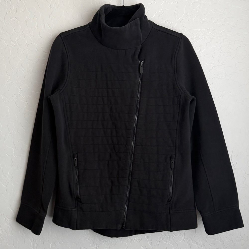 Lululemon Women's Fleece Be True Asymmetrical Mock Neck Jacket Black Sz 6 - Picture 2 of 11